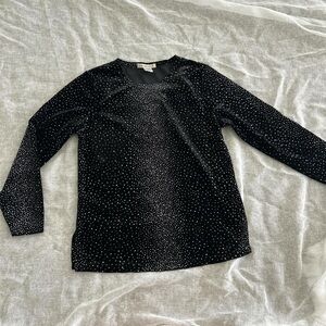 Black Long Sleeve Top with Silver Accents